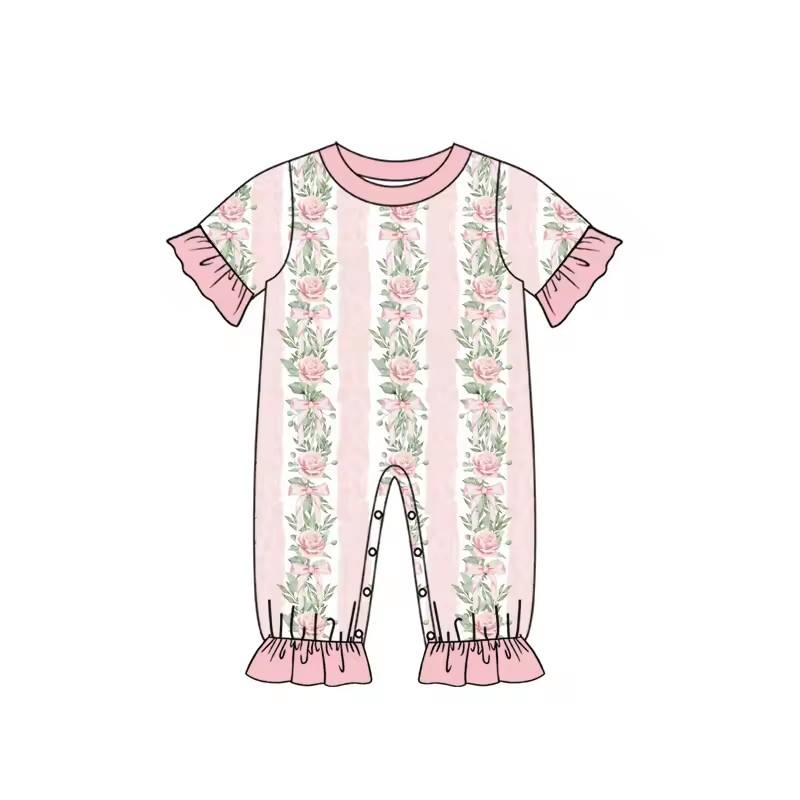 New Born Baby Girl Bow Pattern - Cotton Baby Onesies Zipper ulasan dan harga