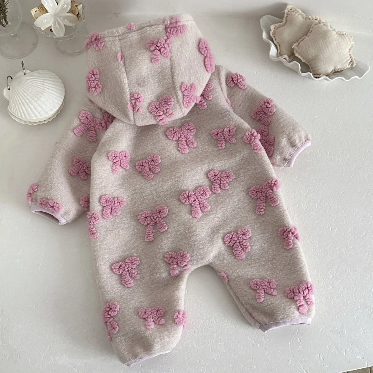 Baby Girls Hooded Romper 3D Bo - Newborn Baby Girl Romper Floral ulasan dan harga