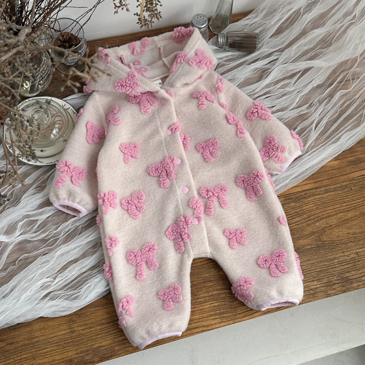 Baby Girls Hooded Romper 3D Bo - Newborn Baby Girl Romper Floral ulasan dan harga